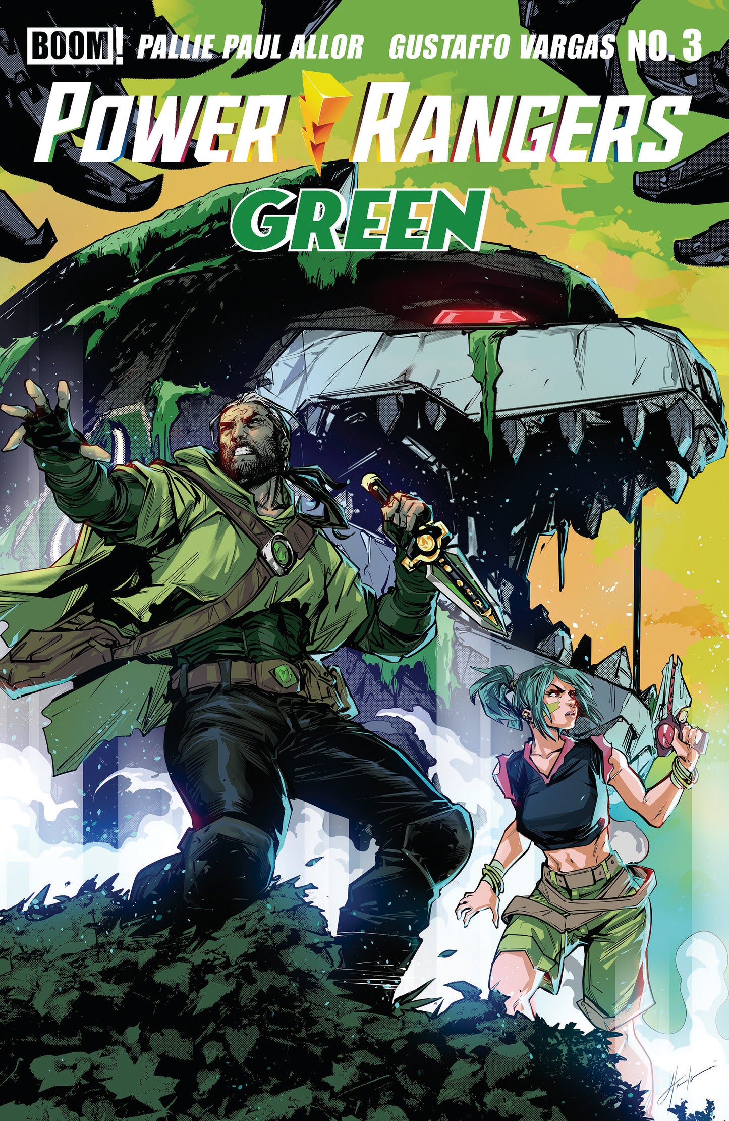 Power Rangers Green #3 C Tommy Oliver Card Stock Connecting Variant (Full Art, Mooneyham)