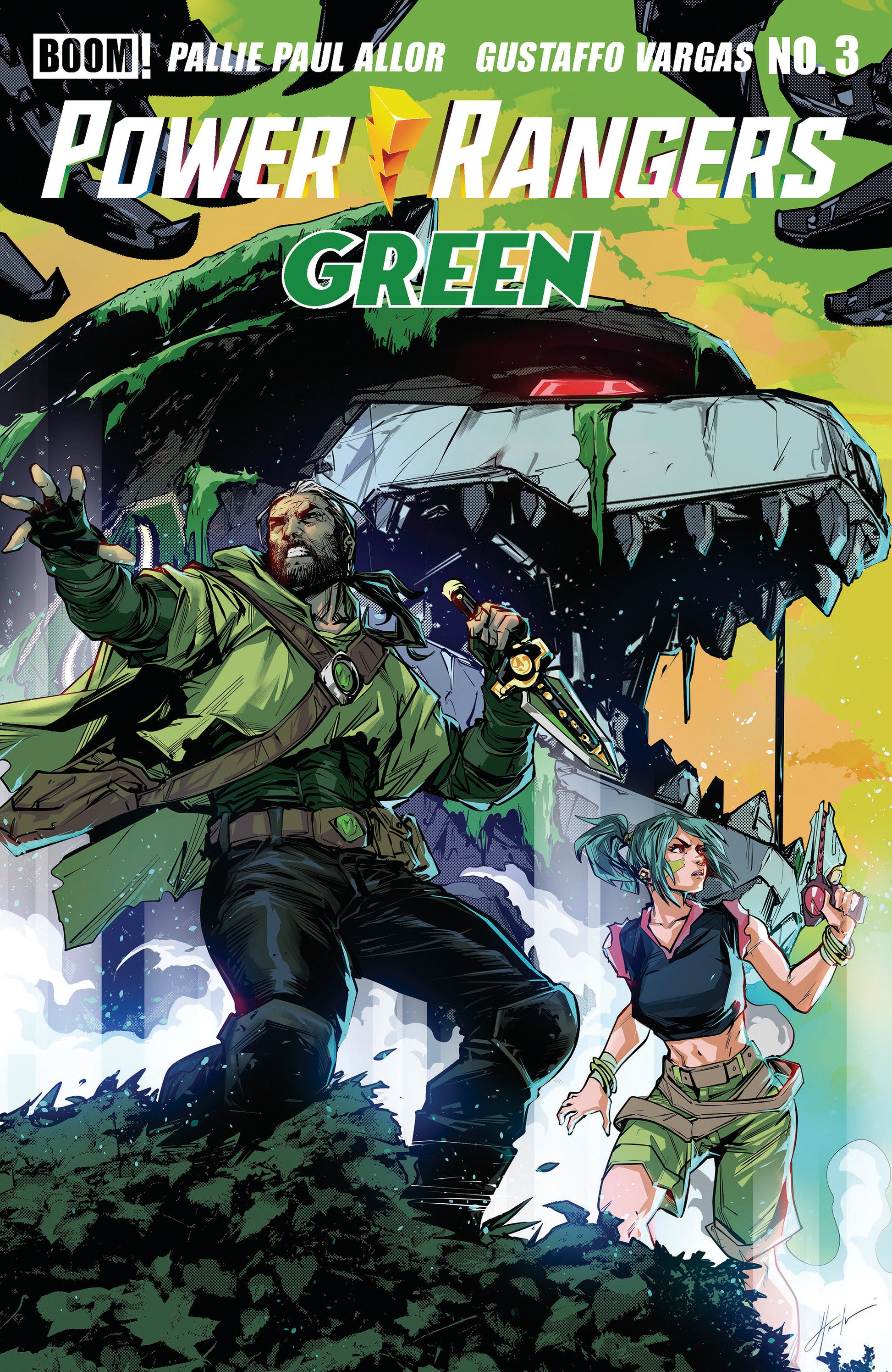 Power Rangers Green #3 C Tommy Oliver Card Stock Connecting Variant (Full Art, Mooneyham)